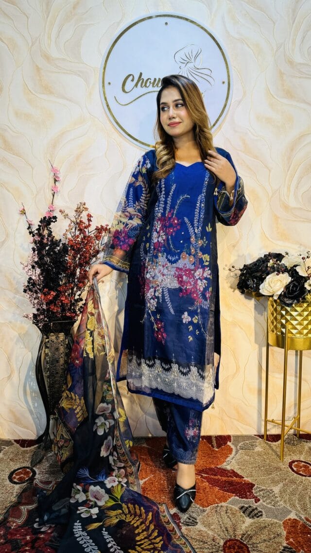 Organza party wear ready 3 piece - Image 3