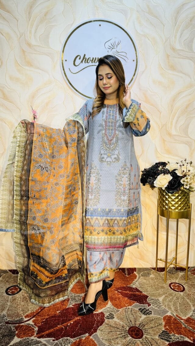 Organza party wear ready 3 piece - Image 3