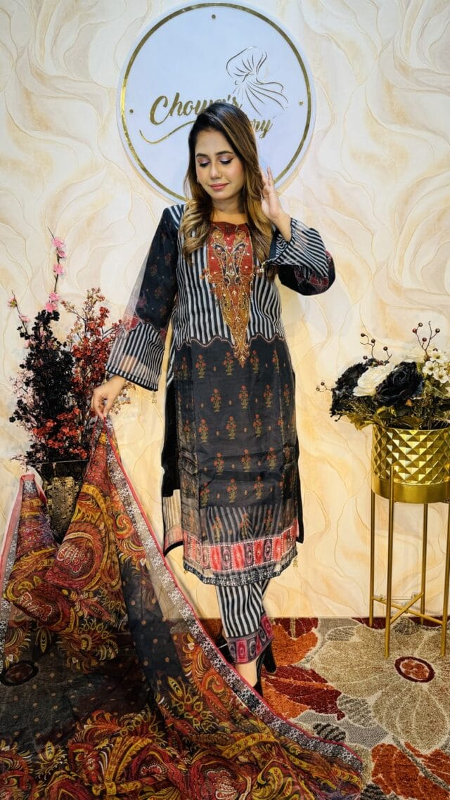 Organza party wear ready 3 piece - Image 2