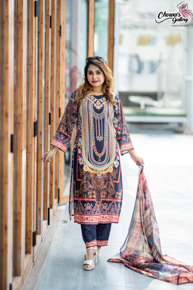 Double jorjet fully stiched 3 piece set