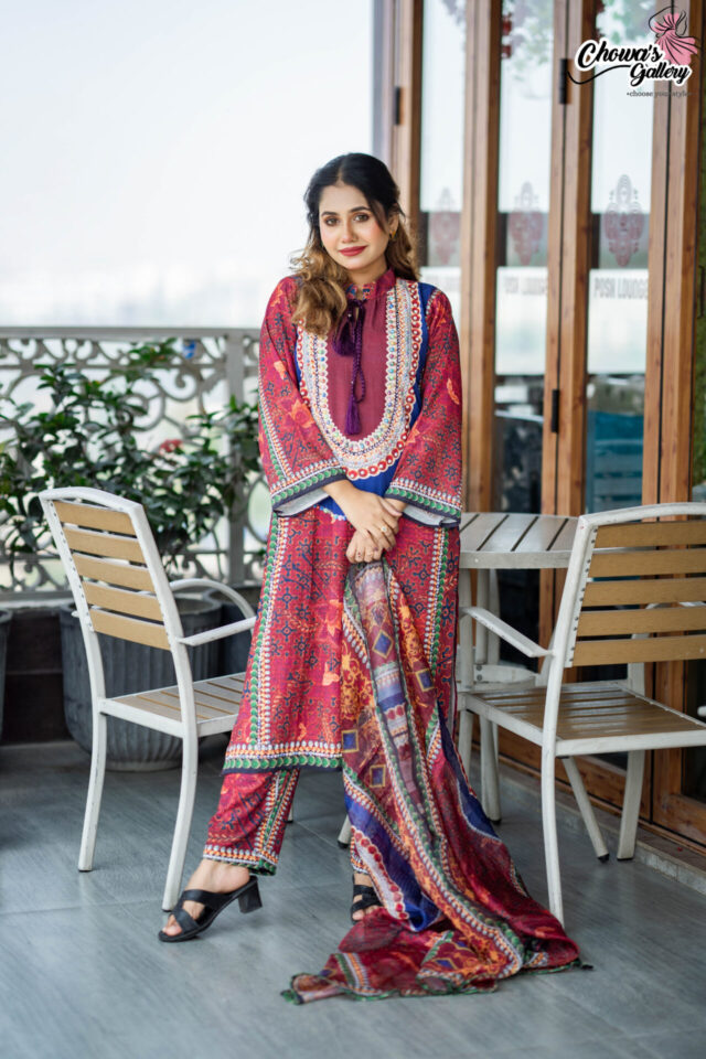 Double jorjet fully stiched 3 piece set - Image 2